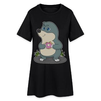 Donut Taupe - Robe T-shirt Femme - noir - Devant