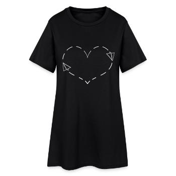 Avion Avion Coeur Amour Vacances Pilote - Robe T-shirt Femme - noir - Devant