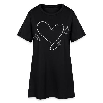 Avion Coeur Amour Vacances Pilote Avions - Robe T-shirt Femme - noir - Devant