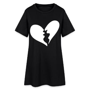 Gebrochenes Herz - Frauen T-Shirt-Kleid - Schwarz - Vorne