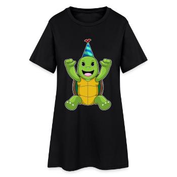Chapeau d’anniversaire de la tortue - Robe T-shirt Femme - noir - Devant
