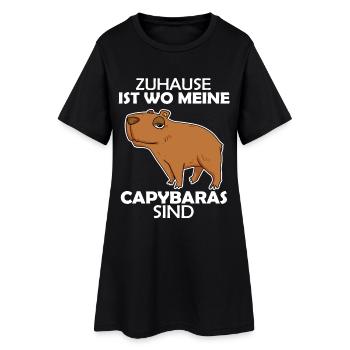 Capybara - Frauen T-Shirt-Kleid - Schwarz - Vorne