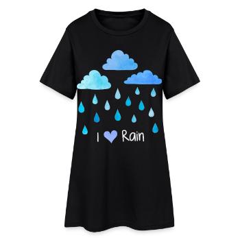 J’aime la pluie, les gouttes de pluie, les nuages météorologiques, l’humidité - Robe T-shirt Femme - noir - Devant