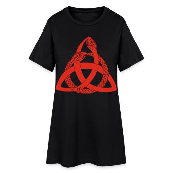 Serpents rouges et symbole celte - Robe T-shirt Femme - noir - Devant