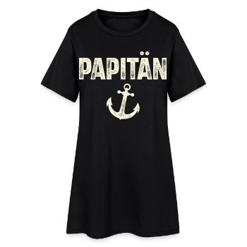 Papitän Kapitän Papa Vater Vatertag Segeln - Frauen T-Shirt-Kleid - Schwarz - Vorne