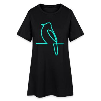 Neonvogel am Ast - Frauen T-Shirt-Kleid - Schwarz - Vorne