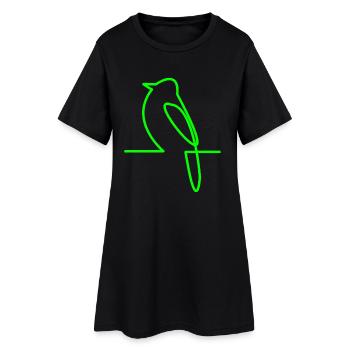 Dessin linéaire d’oiseau lumineux - Robe T-shirt Femme - noir - Devant