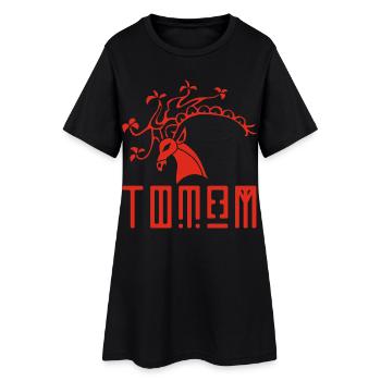 Cerf rouge animal totem - Robe T-shirt Femme - noir - Devant