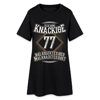 77. Geburtstag Lustig Geschenk - Frauen T-Shirt-Kleid - Schwarz - Vorne