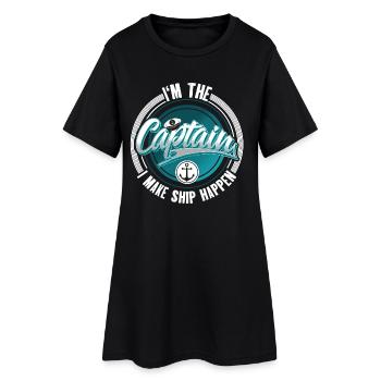 Kapitän Segeln Motorboot Boot Schiff Segler - Frauen T-Shirt-Kleid - Schwarz - Vorne