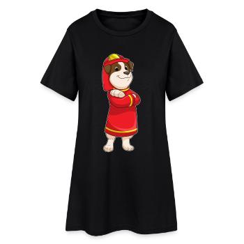 Pompier chien Casque d’incendie Brigade des pompiers - Robe T-shirt Femme - noir - Devant