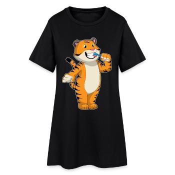 Tiger Toothbrush - Women’s T-Shirt Dress - black - Front