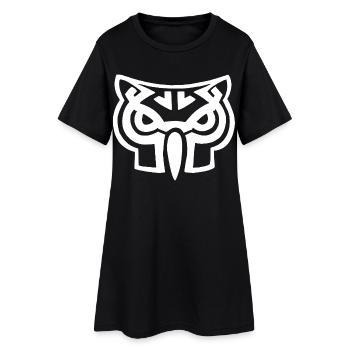 White owl head - Women’s T-Shirt Dress - black - Front