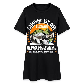 Camping Camper Campen - Frauen T-Shirt-Kleid - Schwarz - Vorne