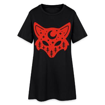 Rotfuchs-Totem der Natur - Frauen T-Shirt-Kleid - Schwarz - Vorne