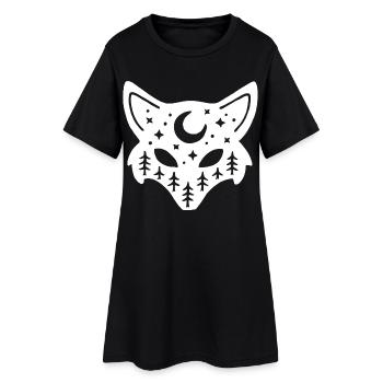 Weißes Fuchs-Totem der Natur - Frauen T-Shirt-Kleid - Schwarz - Vorne
