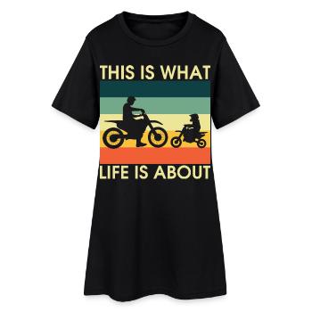 Silhouettes rétro de vélos ParentChild - Robe T-shirt Femme - noir - Devant