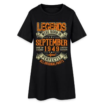 1949 September Birthday Legend - Women’s T-Shirt Dress - black - Front