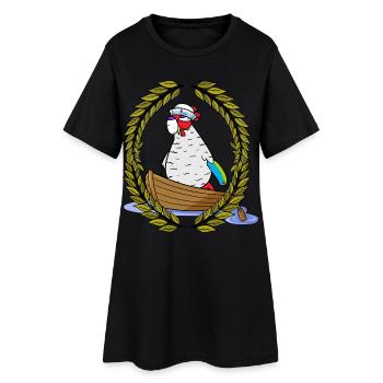 Laurel Wreath Grandma Chicken Moin Distress Paddle Boat Ahoy - Women’s T-Shirt Dress - black - Front