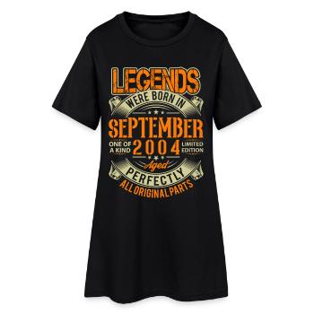 2004 September Geburtstag Legende - Frauen T-Shirt-Kleid - Schwarz - Vorne