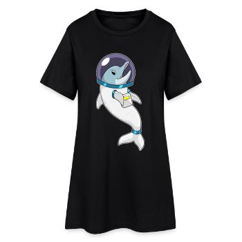 Astronaute Dolphin Space - Robe T-shirt Femme - noir - Devant