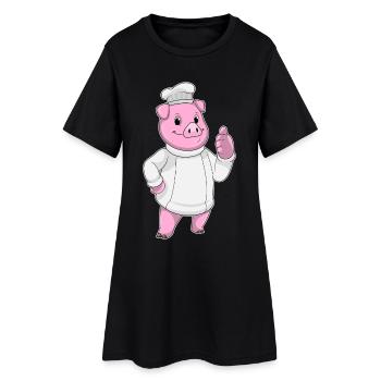 Cuisinier Chef Cuisinier Chapeau - Robe T-shirt Femme - noir - Devant