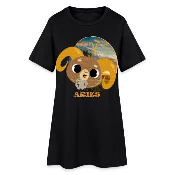Signe du zodiaque Bélier - Robe T-shirt Femme - noir - Devant
