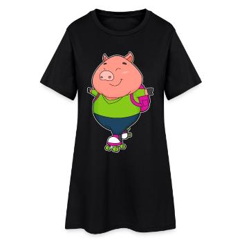 Patins à roulettes Pig Roller - Robe T-shirt Femme - noir - Devant
