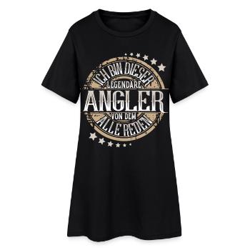 Angler Angeln - Frauen T-Shirt-Kleid - Schwarz - Vorne