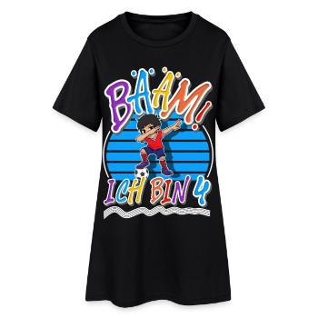 4. Geburtstag Kinder Fußball - Frauen T-Shirt-Kleid - Schwarz - Vorne