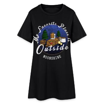 Mon endroit préféré est à l’extérieur - Robe T-shirt Femme - noir - Devant