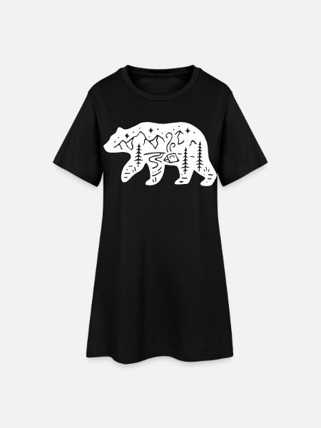 Natur Totem Eisbär - Frauen T-Shirt-Kleid - Schwarz