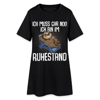 Rentner Ruhestand Rente Faultier - Frauen T-Shirt-Kleid - Schwarz - Vorne