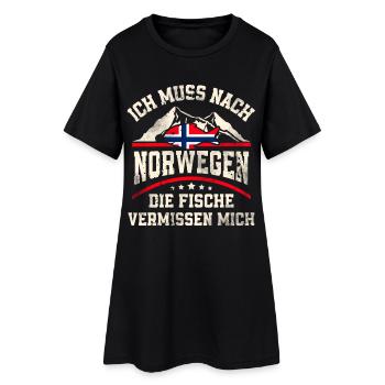 Norwegen Angeln Angler Fischen - Frauen T-Shirt-Kleid - Schwarz - Vorne