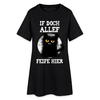 Allef Feife Hier Wuschelige Katze Muffel Mieze - Frauen T-Shirt-Kleid - Schwarz - Vorne