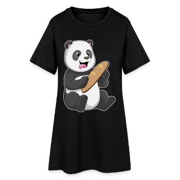 Panda Brot  - Frauen T-Shirt-Kleid - Schwarz - Vorne