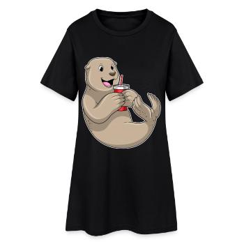 Scellez la tasse à emporter - Robe T-shirt Femme - noir - Devant