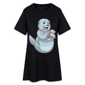 Poisson phoque - Robe T-shirt Femme - noir - Devant