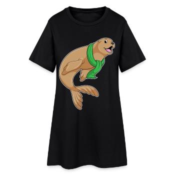 Foulard de phoque - Robe T-shirt Femme - noir - Devant
