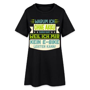 RADFAHREN OHNE AKKU - SPAREN E-BIKE - Frauen T-Shirt-Kleid - Schwarz - Vorne