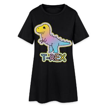Pastel T-Rex Cartoon Design - Robe T-shirt Femme - noir - Devant