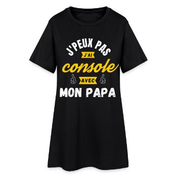 j peux pas j ai console avec mon papa - Robe T-shirt Femme - noir - Devant