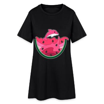 Pastèque dauphin-eau - Robe T-shirt Femme - noir - Devant