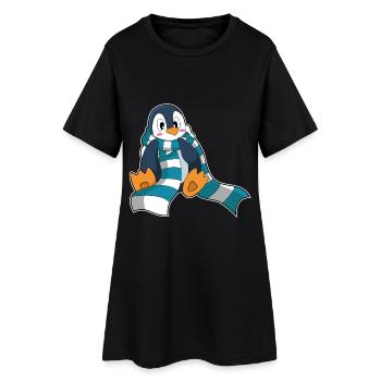 Écharpe d’hiver Pingouin - Robe T-shirt Femme - noir - Devant