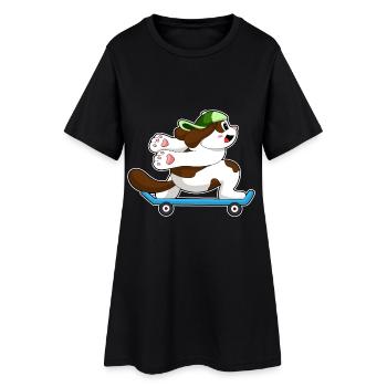 Skateboard Dog Skateur - Robe T-shirt Femme - noir - Devant