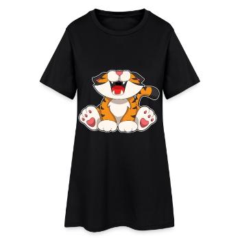 Tigre rugissant - Robe T-shirt Femme - noir - Devant