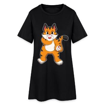 Lustiger Tiger  - Frauen T-Shirt-Kleid - Schwarz - Vorne