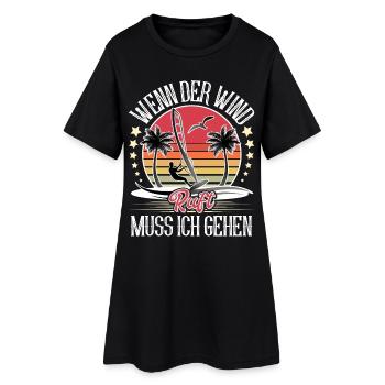 Windsurfen Windsurfer Windsurf - Frauen T-Shirt-Kleid - Schwarz - Vorne