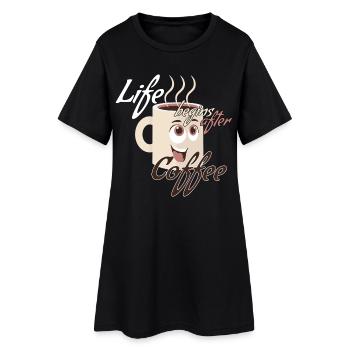 La vie commence après un cadeau de café - Robe T-shirt Femme - noir - Devant