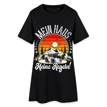 Camping Camper Campen - Frauen T-Shirt-Kleid - Schwarz - Vorne